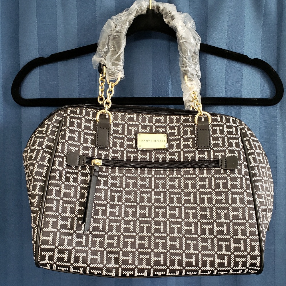 Tommy Hilfiger Black and White Handbag